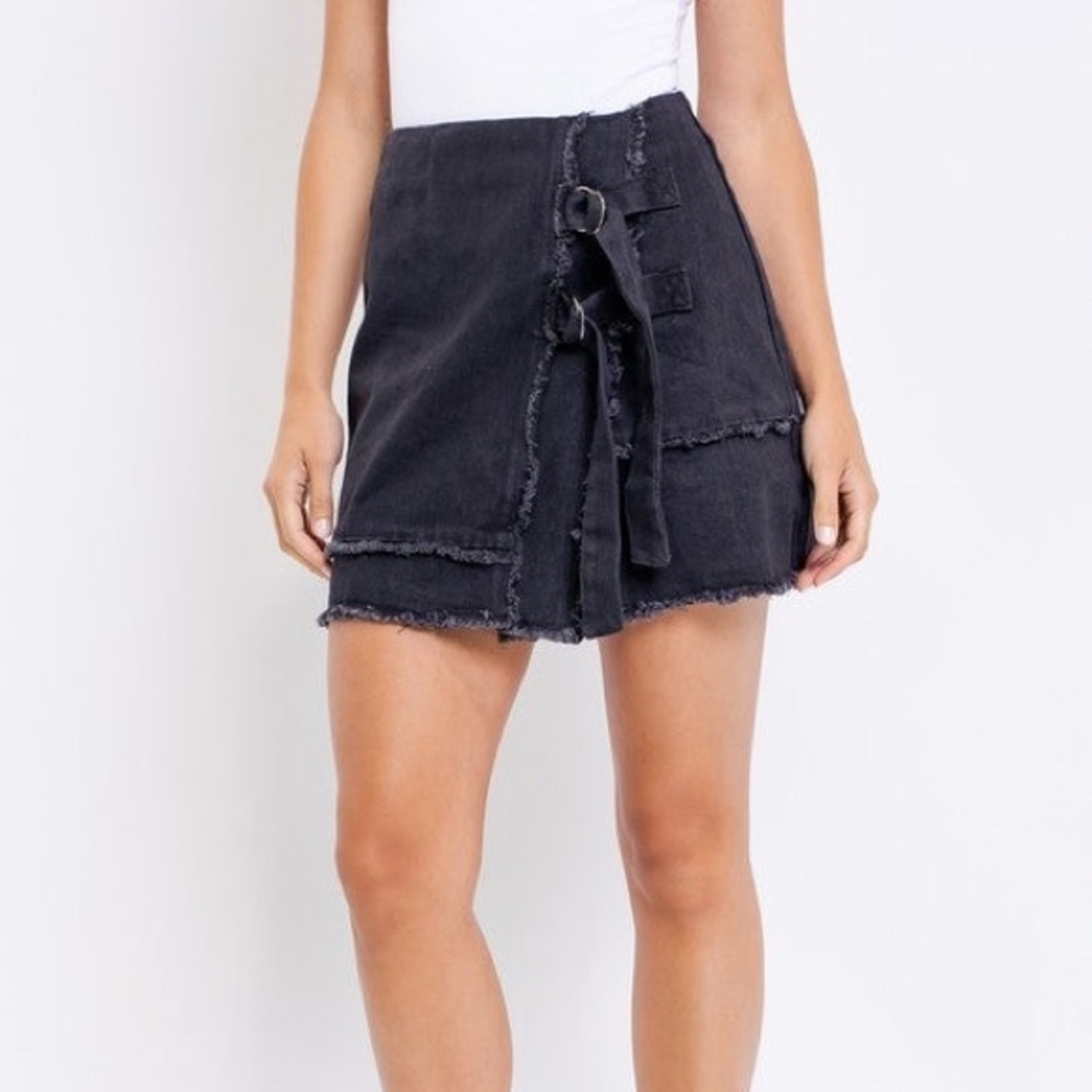 Denim wrapped mini skirt